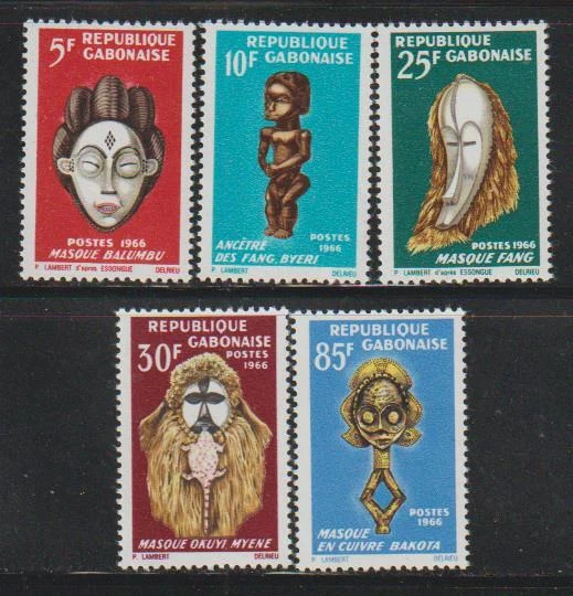 SELLOS DE GABÓN 1966 FESTIVAL MUNDIAL ARTES NEGRAS MÁSCARAS DAKAR ESTATUA MNH - VAR22 Foto 1 de 1