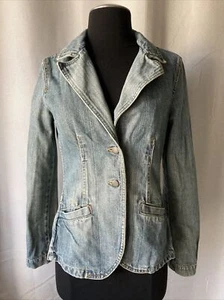 Zara TRF Blue Dirty Denim Look Jacket Size S Small Festive distressed look - Picture 1 of 11
