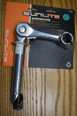 Stem MTB Sunlite Adjustable Alloy 1-1/8inx110x180 25.4 Clamp Silver  57665 - Image 1 of 4