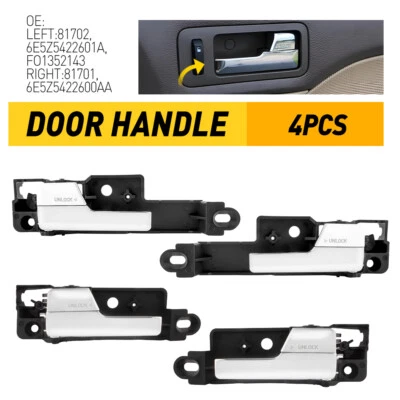 Para 2006-2012 Ford Fusion maçaneta interna dianteira cromada lado esquerdo direito - Imagem 1 de 4