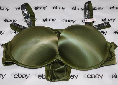 NOVO Sutiã de Mergulho Victoria's Secret Bombshell Cristais Verdes 38C e Conjunto Brasileiro G - Imagem 1 de 3
