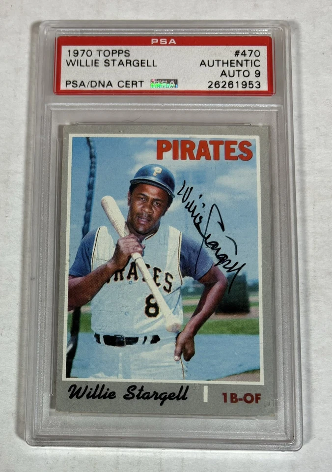 1970 Topps WILLIE STARGELL HOF PSA 9 MT SIGNED AUTO Baseball Card #470 (d. 1999) - Image 1 of 2