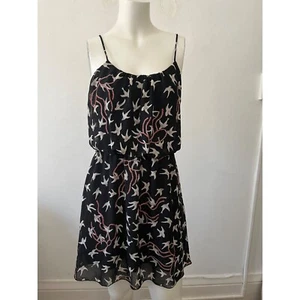 90s macy & taylor black scoop neck strappy fit flare dove Crane Dress Small - Picture 1 of 9