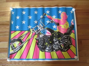 Motorcycle Easy Rider Super Cycle PSYCHEDELIC Vintage Blacklight ? Art Poster - Picture 1 of 6