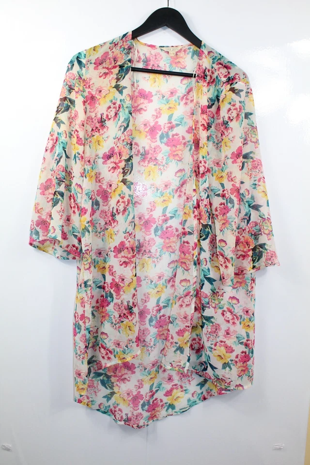 Jay Jays Women's Multicoloured Floral Long Sleeve Sheer Cardigan Size L/XL - image 1 of 4