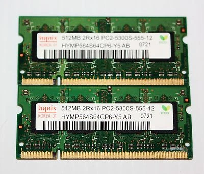 Genuine OEM 1GB (2 x 512mb) PC2-5300s DDR2 Memory--Apple A1181 Macbook Mid-2007 - Image 1 of 2