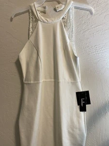 Lulus White Collared Pencil Dress Size Medium Fashion Zipup Back Fashion NWT - Picture 1 of 7