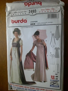 Burda Pattern 2493 Misses' Historical Josephine Dress / Costume 10 ~ 22 Uncut - Picture 1 of 2