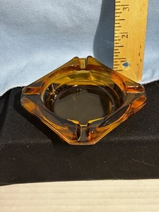 Dark Amber Glass Small Square Ashtray Vintage Ashtray Mid Century Modern MCM - Picture 1 of 9