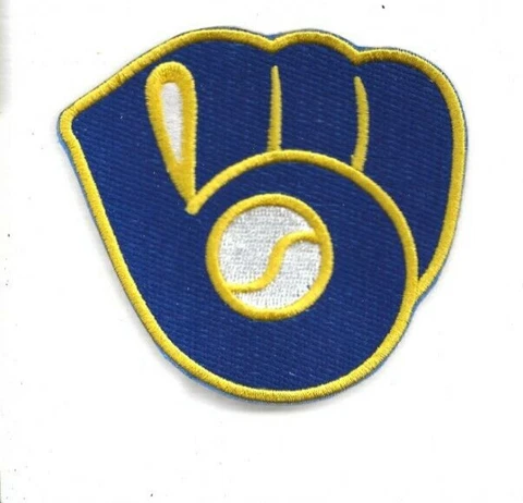 NEW 3 1/4 X 3 1/2 INCH MILWAUKEE BREWERS GLOVE IRON ON PATCH FREE SHIP Cover