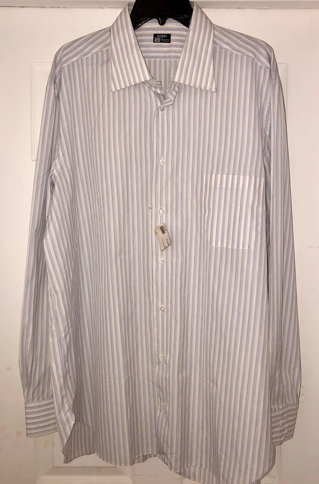 Camisa de vestir Barba Napoli para hombre 100 % algodón a rayas talla 18,5 nueva con etiquetas $495 Foto 1 de 4