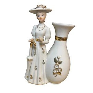 Vintage Porcelain Victorian Lady With Vase - Picture 1 of 11