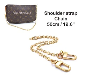 Gold Shoulder Strap Short Oval Chain 50cm/ 19.6" for pochette accessoires clutch - Picture 1 of 6