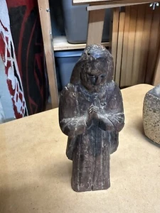 Very old. Rustic Handmade Carved Praying Statue One Piece Wooden - Picture 1 of 5