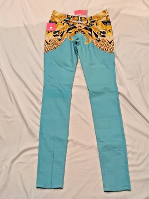 Pantalones de mezclilla ajustados multicolor turquesa Notify Manish Arora talla 28 nuevos con etiquetas Foto 1 de 4