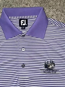 Polo de golf FootJoy para hombre talla mediana Little Mill Country Club NJ púrpura Titleist - Imagen 1 de 6