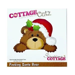Christmas Metal Die Cut Santa Bear Peeking with Hat Cottagecutz Cutting Dies QW - Picture 1 of 7