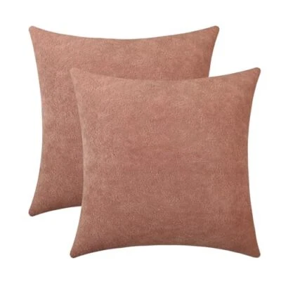 Acogedoras fundas de almohada decorativas suaves 18 x 18 pulgadas, 2 piezas rosa polvorienta Foto 1 de 4