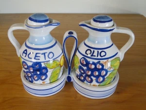 Made in Italy Oil & Vinegar Cruet Set Signed - Picture 1 of 10
