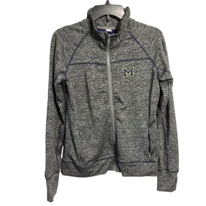 Full Zip Jacket Size M Gray Heather Michigan Wolverines Thumb Holes Mesh Yoke - Picture 1 of 13