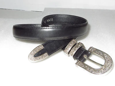 ¡Bonito! lightware Mujer Cuero Brighton Floral CINTURÓN Negro Talla S/30" con 1" $88 Foto 1 de 4