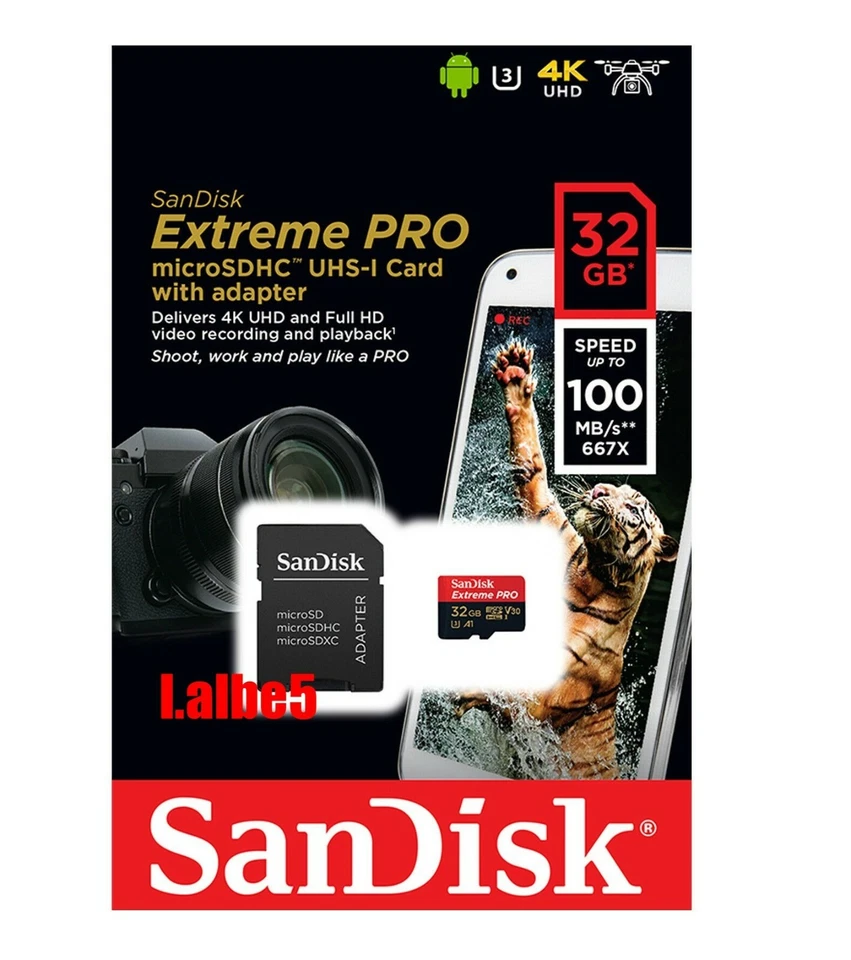 Sandisk Extreme Pro 32GB Micro SD SDHC 100MB/s UHS-1 Class 10 Memory card - Image 1 of 1