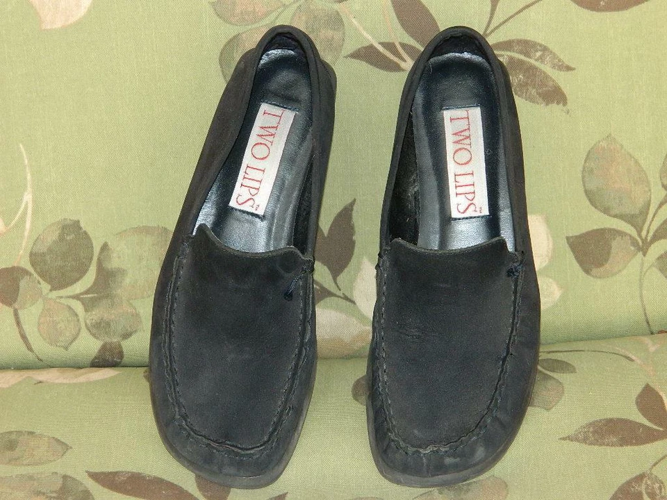 Mocasines/zapatos/planos cómodos de gamuza azul marino Two Lips, talla 6,5 Foto 1 de 4