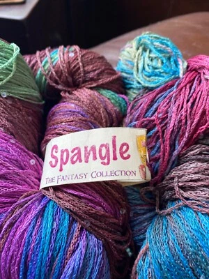 Spangle sequined yarn Handpainted art yarn by Cherry Tree Hill multicolored  - Image 1 of 4