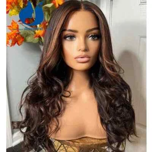 Light Yaki Highlight Wavy 5.5x4.5 Silk Base Lace Cloure Wig for Women Human Hair - Picture 1 of 10
