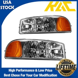 2pc Headlights For 1999-2006 GMC Sierra 2000-2006 Yukon/Yukon XL Amber Corner - Picture 1 of 12