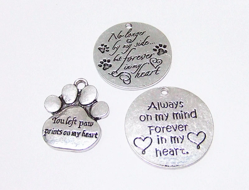 ciondolo di memoria cane gatto per collana, bracciale colore argento tibetano - Immagine 1 di 1