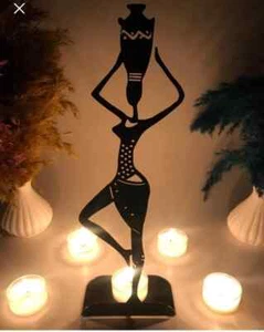 Decorative Single Afroze African Women Metal Candle Holder & Trinket - Picture 1 of 8