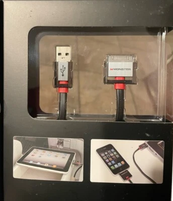 Monster Charging Icable Dock Connect Iphone Ipad Ipod 3m UBS Sync Charger 9.8 Ft - Imagem 1 de 4