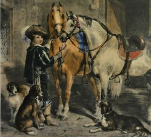 Frederick TAYLER (1802-1889) Litho c 1845: PAGE WITH HORSES / DIENER MIT PFERDEN - Bild 1 von 12