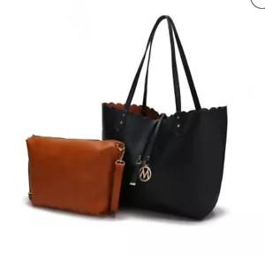 Tote Handbag Purse Handbag Mia K Amahia Black w/ Rust Orange Pouch (2 in 1) NWT - Picture 1 of 4