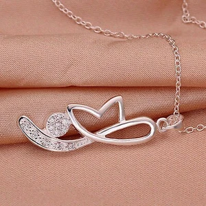 INTRICATE DESIGN RHINESTONE CRYSTALS PENDANT 18" DELICATE CHAIN (3M438) - Picture 1 of 4