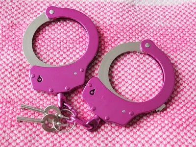 MTECH USA Pink Hand Cuffs Ladies Law Enforcement Security Heavy Duty Cuffs Keys Lock