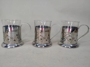 3 X la cafetiere Glass & Metal mugs - Picture 1 of 12