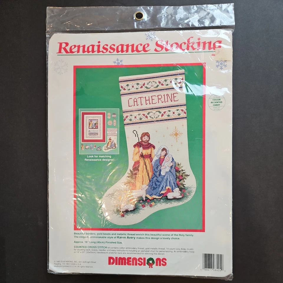 Medias Renacentistas 16" Contadas Punto de Cruz Dimensiones Kit #8424 Navidad Nuevo Foto 1 de 4
