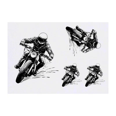 AZEEDA 4 x 'Bikerider' Temporary Tattoos / Transfers (TO00070484)