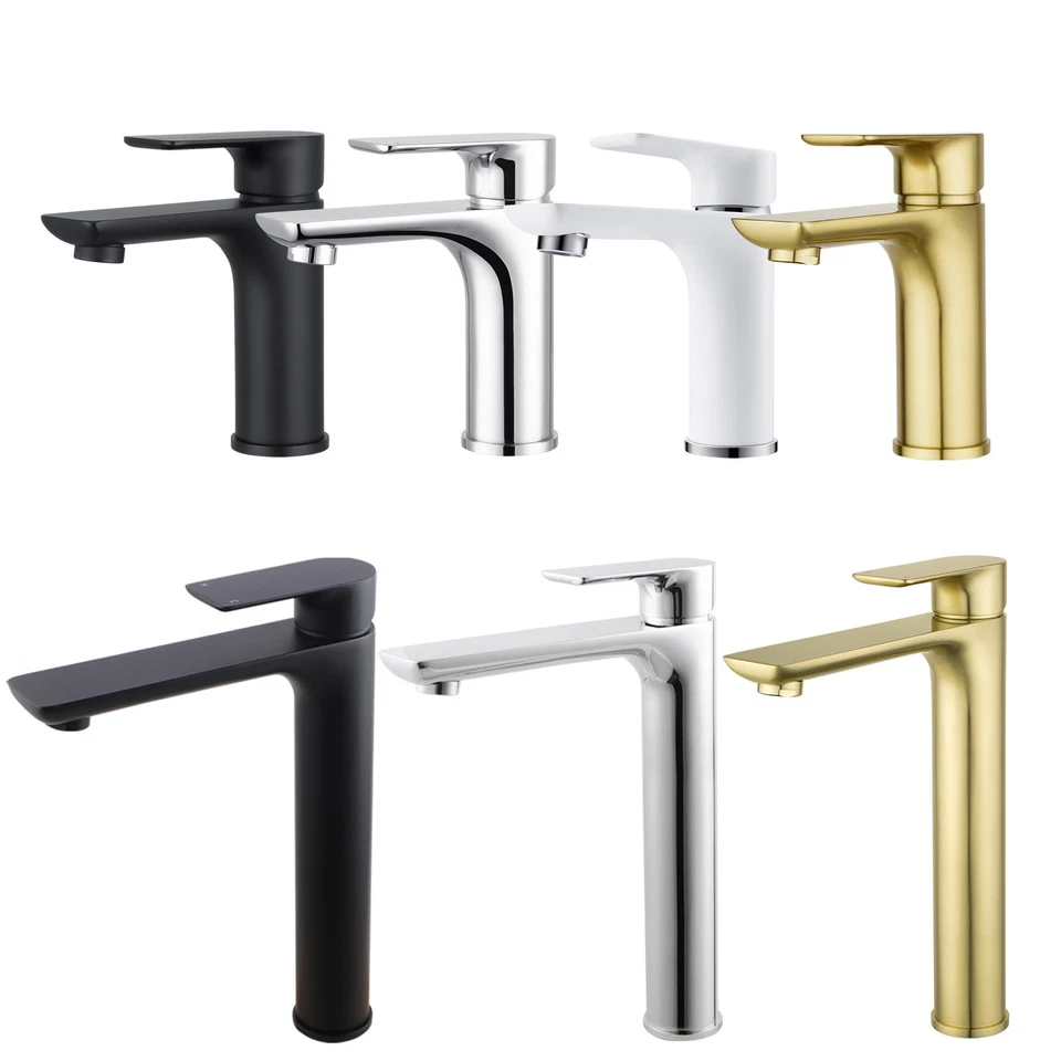 Counter Top Basin Mixer Tap Chrome White Black Gold Brass High Sink Faucet Round - image 1 of 1