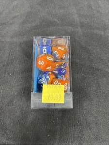 WÜRFEL Chessex Zwillinge BLAU-ORANGE mit weißer polyedrischer 7-Stanzformen-Set OOP 26452 - Bild 1 von 6