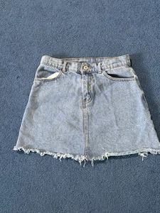 John Galt Brandy Melville Blue Denim Jean Skirt Size Small Frayed Hem Vintage - Picture 1 of 12