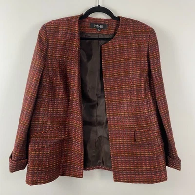 Kasper Open Front Blazer Jacket Size 18 Multicolor Metallic Tweed - Image 1 of 4