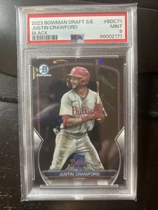 2023 Bowman Chrome Sapphire Justin Crawford #BDC71 Black /10! PSA 9 At - Picture 1 of 2