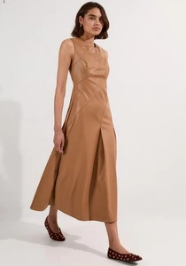 Karen Millen  Faux Leather  Midi Dress Size 10  US - Picture 1 of 12