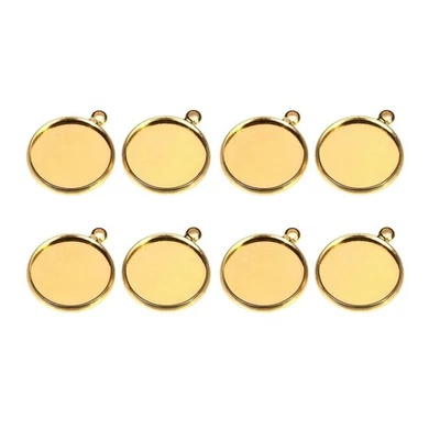  60 Pcs 18mm Round Trays Bezel Pendant Trays Copper Plating Pendant for DIY - Image 1 of 4