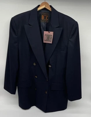 Blazer de mujer Ellen Tracy vintage de lana de doble botonadura azul marino talla 14 nuevo con etiquetas Foto 1 de 4