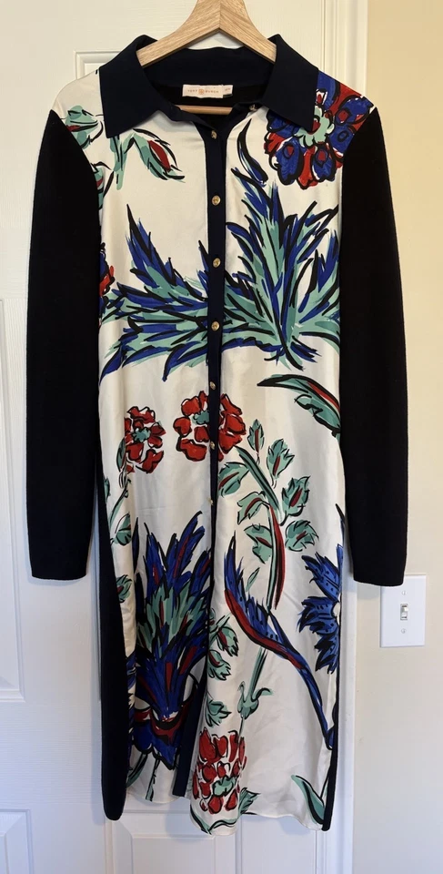 Vestido Camisa Tory Burch Seda y Lana Merino, Talla XS Cinturón Perdido Foto 1 de 4