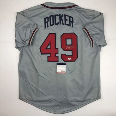 Autographed/Signed JOHN ROCKER Atlanta Grey Baseball Jersey PSA/DNA COA Auto - Image 1 of 4